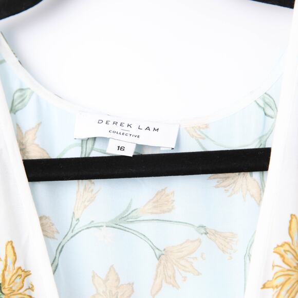 Derek Lam 10 Crosby x RTR Flutter Sleeve V-Neck Blue challis Midi Dress - Picture 6 of 8